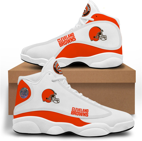 Women's Cleveland Browns AJ13 Series High Top Leather Sneakers 001